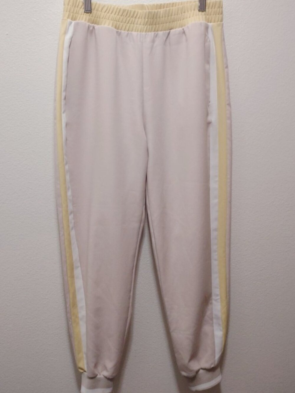 Zara Pastel High Waist Track Pant Joggers with Yellow Side Stripes Small